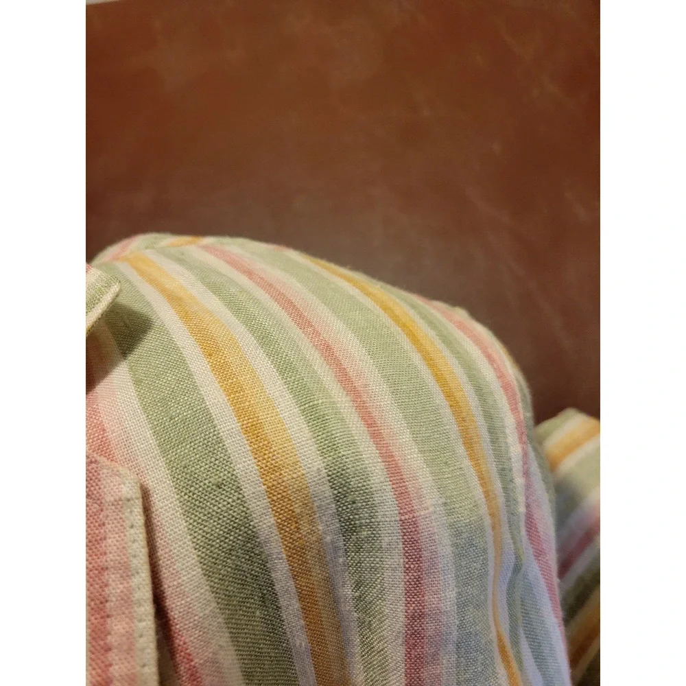 Liz Sport Multicolor Striped‎ Linen Blend Long Sleeve Blazer Women's Size 6